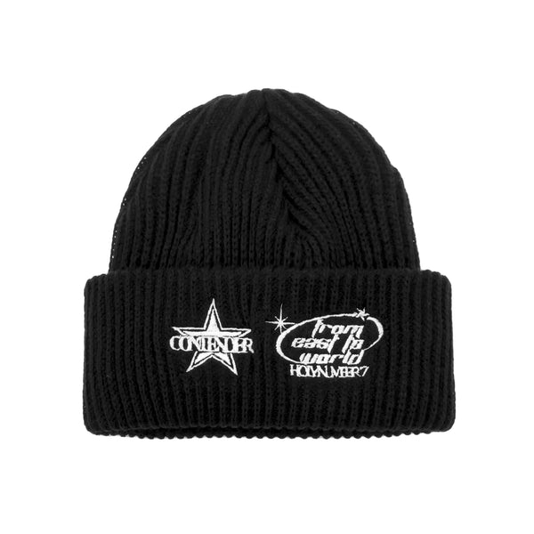 HOLYNUMBER7 X DKZ EMBROIDERY BEANIE_BLACK
