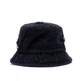BBD Ripped Custom Smile Logo Denim Bucket Hat (Black) (6559469731958)