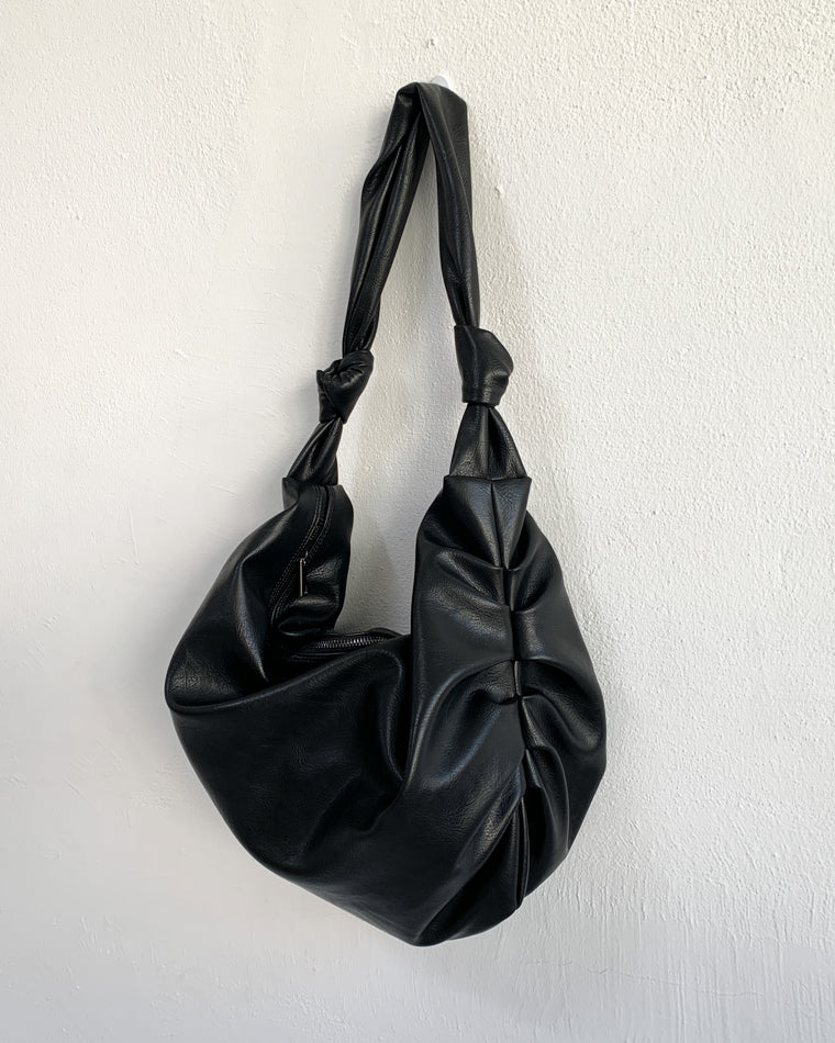 vegan leather shirring shoulder bag (2color) (4631520346230)
