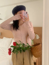 Melanes Pastel Twist Crop Spring Knit Cardigan