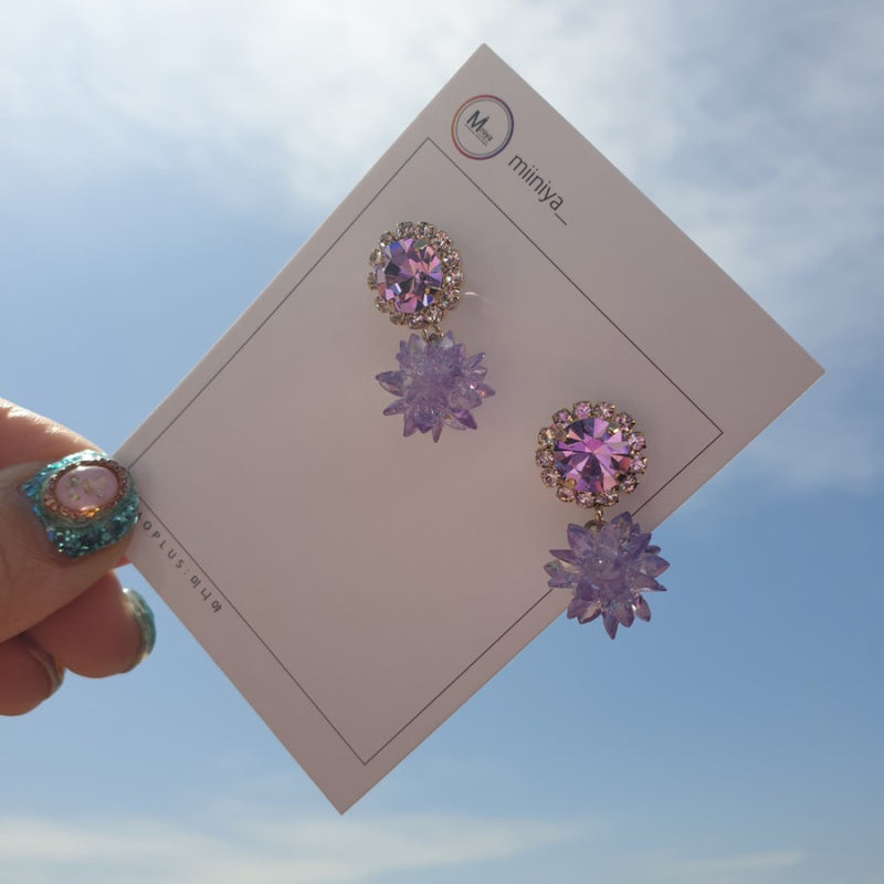 チェリーブロッサムラベンダーピアス/Cherry Blossom Lavender Earrings