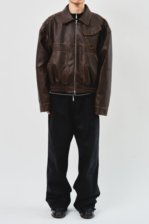 Hand Washed Leather Blouson (2color)