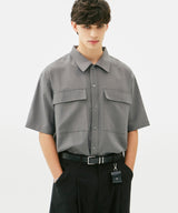 SOLID TWO POCKET OVERFIT SHIRT (GRAY) (6585214337142)