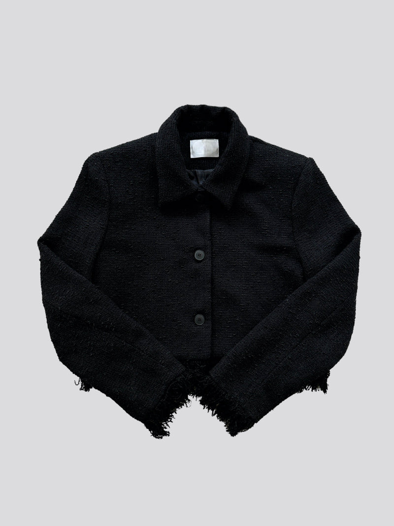フリンジツイードショートジャケット / Fringe tweed short jacket (2color)