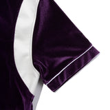 レザートリムベロアジップアップポロシャツ/[UNISEX] Leather-Trimmed Velour Zip Polo (Purple)