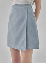 (R-SK-4616) Color Stitch Wrap Mini Skirt