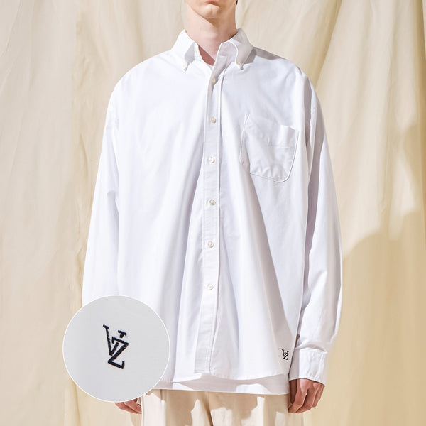 VZロゴビックオーバーフィットオックスフォードシャツホワイト/VZ Logo Big Over Fit Oxford Shirt White (6683359641718)