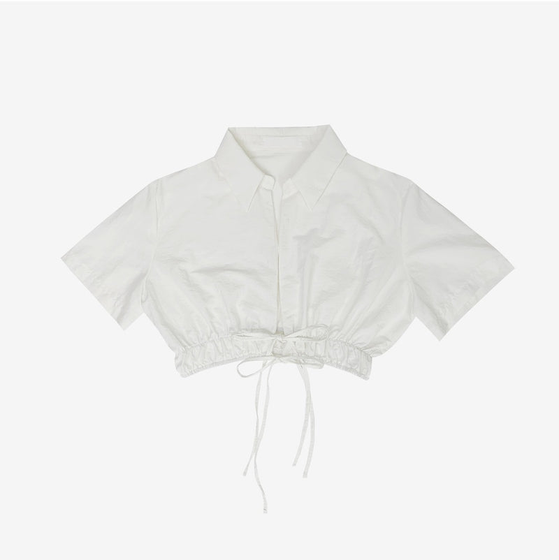 Nuel ribbon cropped blouse (6580792721526)