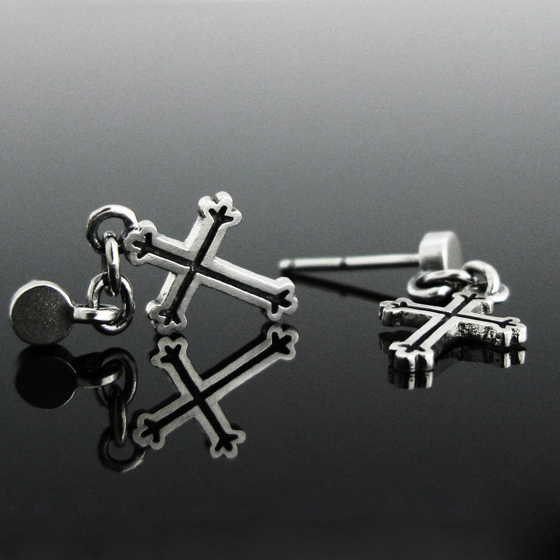 クロスシルバーイヤリング / Grapevine-D2 cross silver earring (4593028661366)