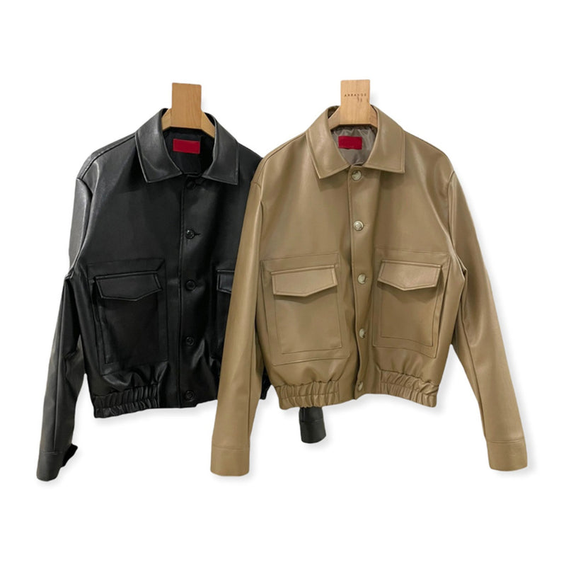Range Short Leather Jacket (2color) (6684777054326)