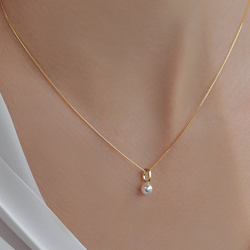 キュートリングパールネックレス/cute ring pearl necklace