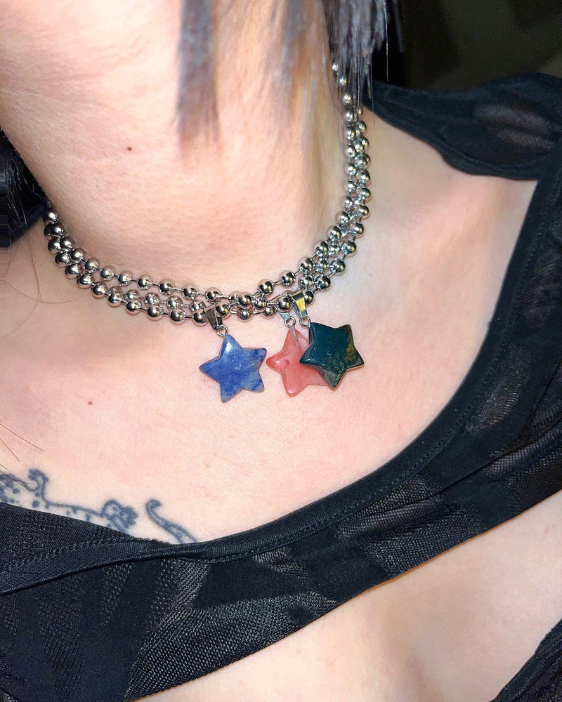 アンティークスターボールチェーンネックレス / Antique star ball chain necklace (8color)