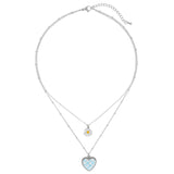 Sky Blue Check Heart Necklace