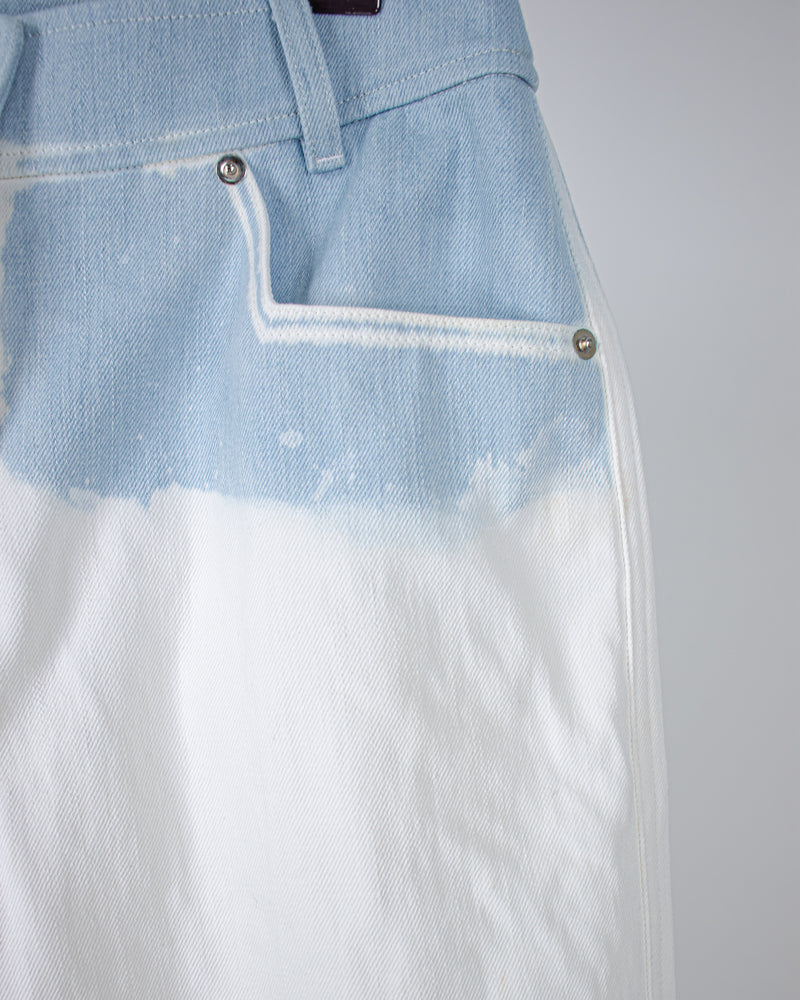 ブルーブリーチウォッシングワイドデニムジーンズ/Blue bleached Washing Wide Denim jeans