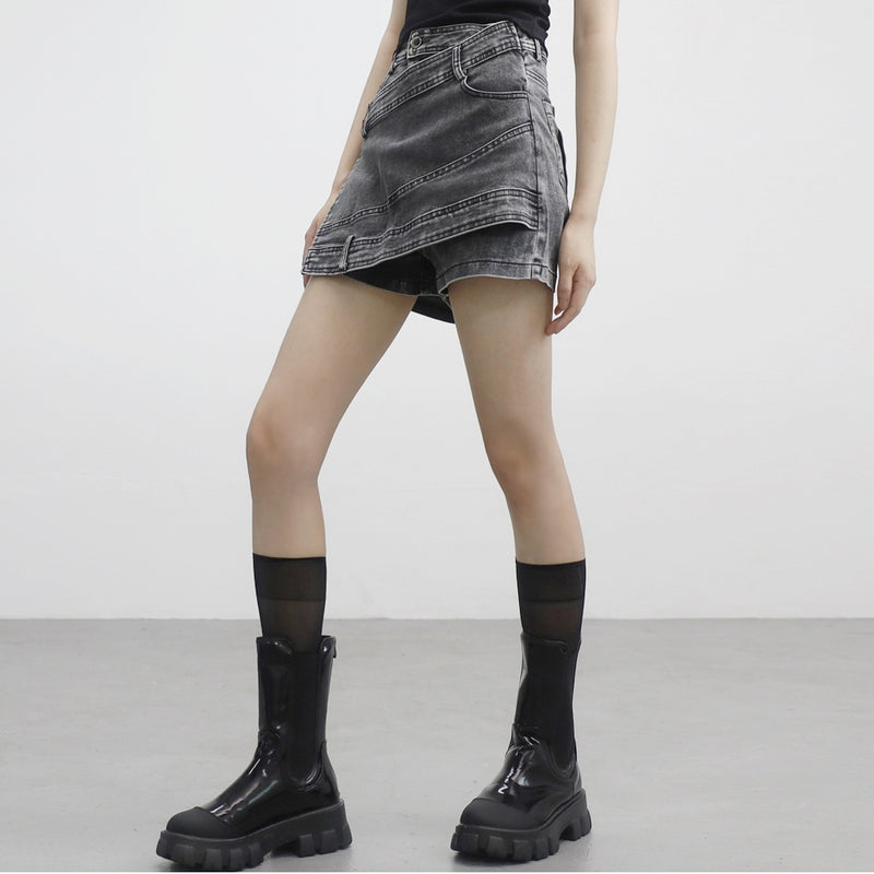 リーク ラップ デニム スカート パンツ / Leak Wrap Denim Skirt Pants