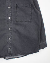 ウォッシュドデニムシャツジャケット / washed black denim shirt jacket