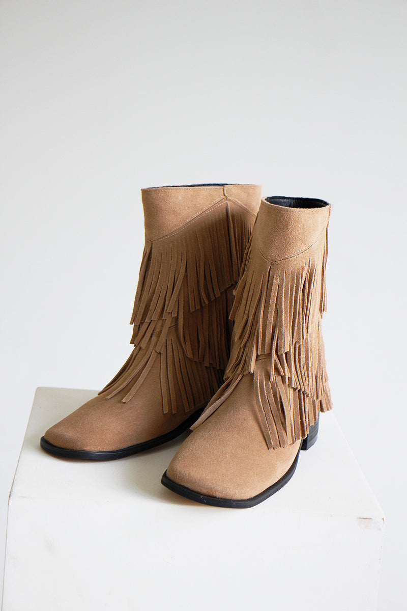 フリンジショートブーツ/Fringe Short Boots (2color)