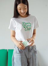 ピース＆ラブ クラブ Tシャツ / Peace&Love*Club Crop T-shirt (White)