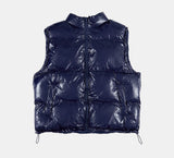 グロッシーオーバージップアップパッディングベスト/Glossy over zip-up padding vest