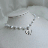 ベイビーエンジェルパールチョーカー / Baby Angel Pearl Choker Necklace - Silver Color (Choi Yena, Nature Youchae Necklace)