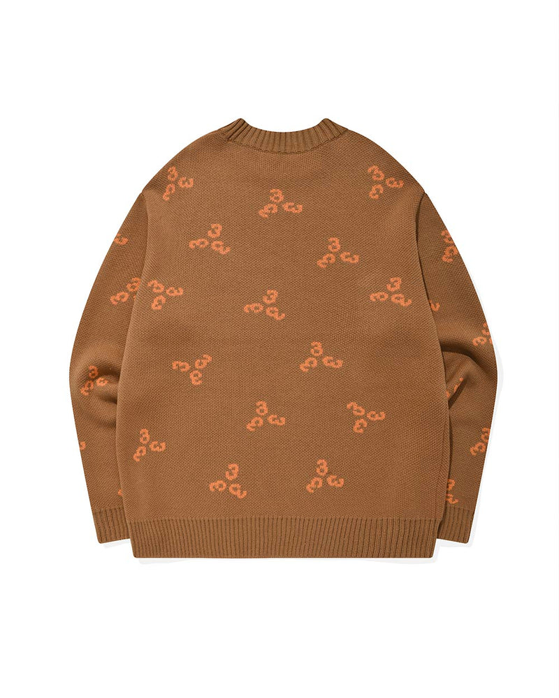 333 Pattern Knit Pullover/Brown (4622831059062)