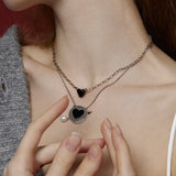 プチハートネックレス/Petite Heart Necklace_Black