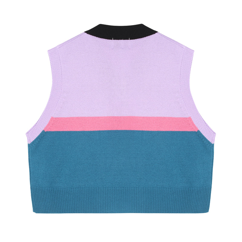 Striped crop knit vest [Lilac] (6535249133686)