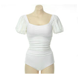 Puff Sleeve Gathered Swimsuit SW19287F