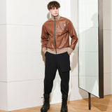 [UNISEX] ROY FAUX LEATHER JUMPER, BROWN (6626805416054)
