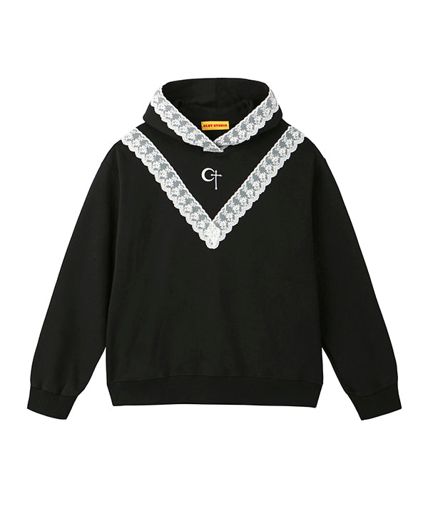 セイラーレースフードTシャツ/ sailor lace hood t-shirt - BLACK (4435429818486)
