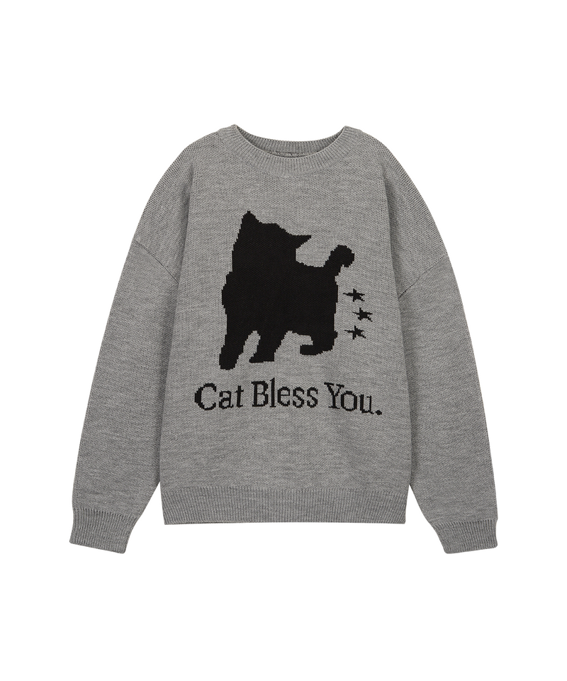 NO COLOR STAR CAT KNIT - GRAY