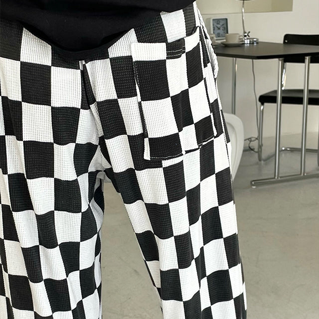 チェックボードプリーツパンツ/Checker Board Pleats Pants(2color)