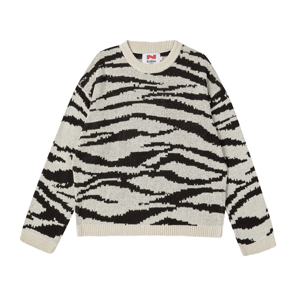 [COLLECTION LINE] NEW WILD ZEBRA PULL OVER KNIT IVORY