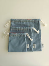 Two tone string pouch - skyblue gray S