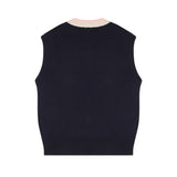 FWBA embroidery knit vest [Navy] (6535249494134)