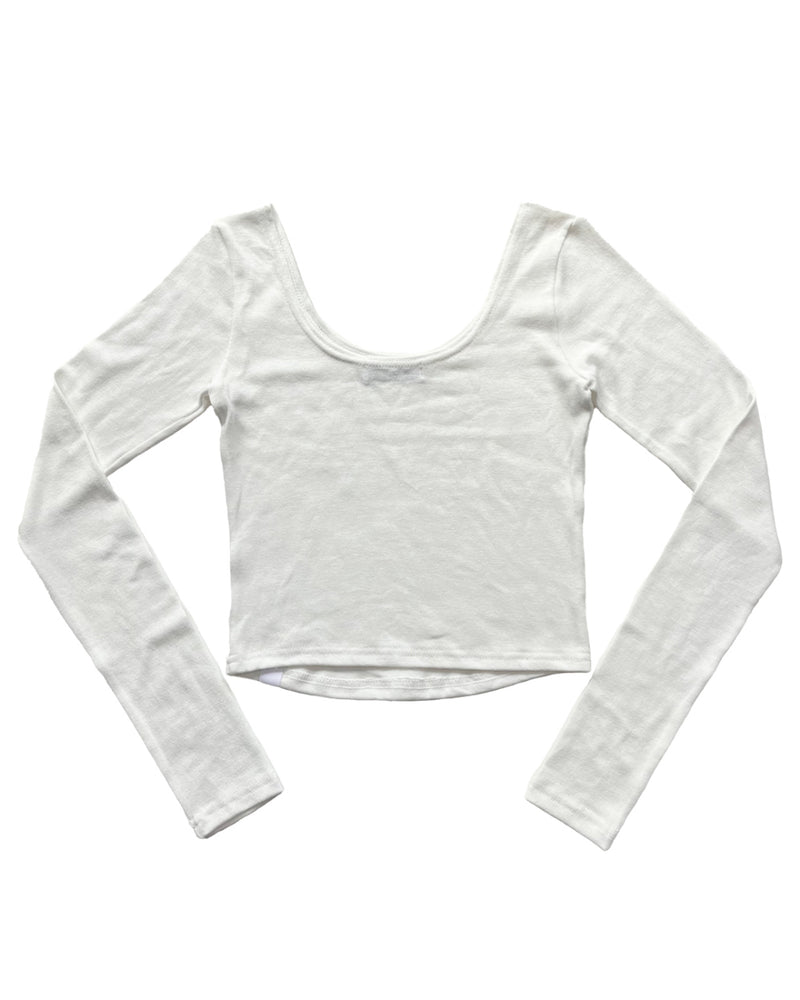 ステープルUネックロングTシャツ / AS"ON STAPLE U-NECK LONG T (WHITE)