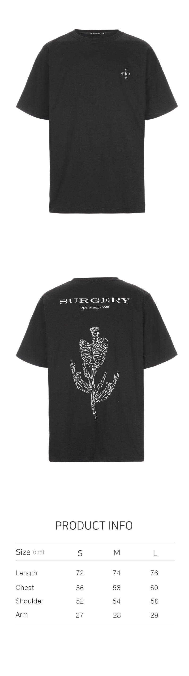 surgery bone flower T-shirts 'black'