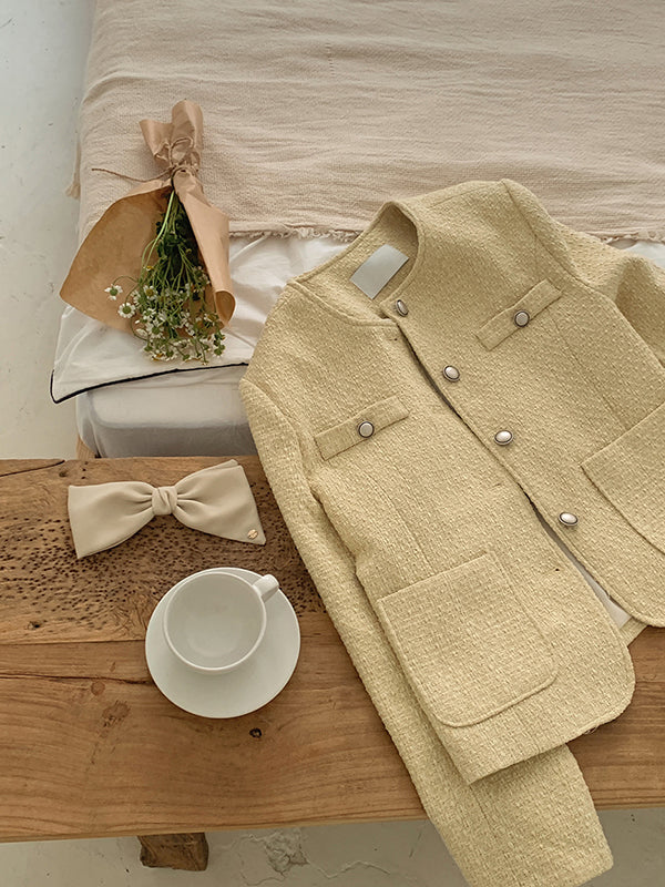Powdery Spring Pastel Tweed Loose Fit Jacket (3 colors)