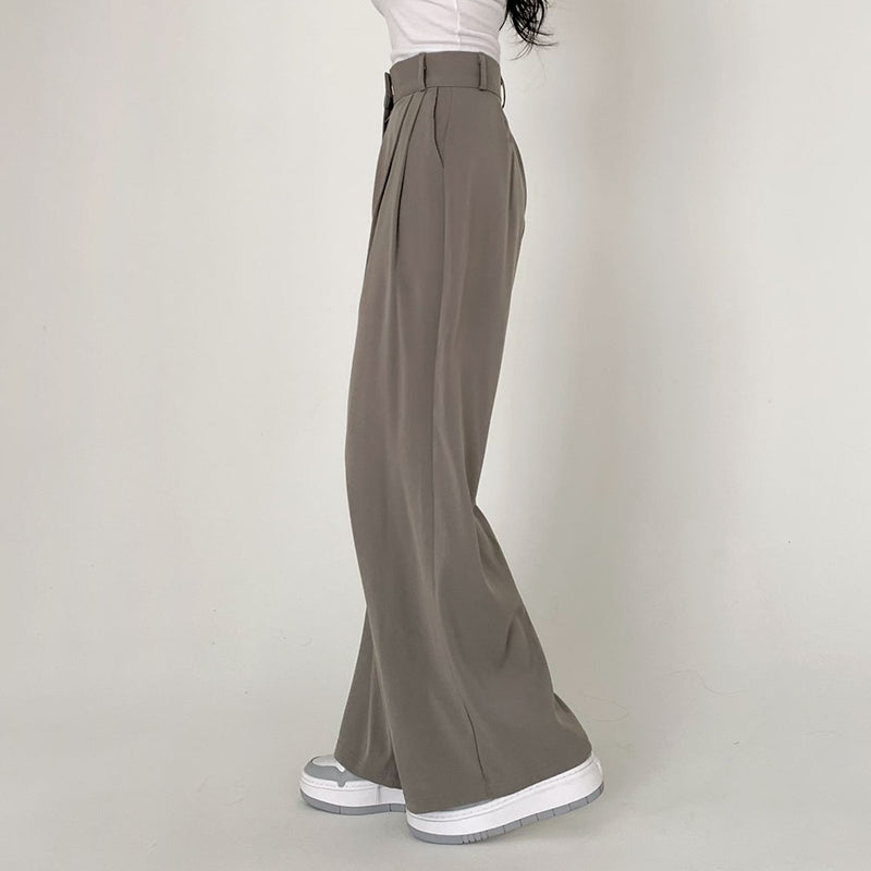 [Bellide made/short, long] Inquiry big two pin tuck wide slacks