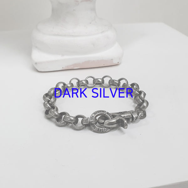 8mm O チェーン ブレスレット / [BLESSEDBULLET]8mm O chain bracelet_dark silver