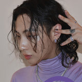 カンダニエル着用！クリスタルガラス彫刻ミニリングイヤリング/ Wearing Kang Daniel! Crystal Glass Sculpture Mini Ring Earrings (6633234399350)