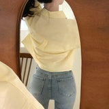 [デイリーアイテム] ベーシッククロップドシンプルシャツ / [3color/daily item] Basic cropped simple shirt