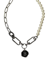 ゲラン・デ・シグニチャーB真珠＆チェーンネックレス / Guerlain Signature B Pearl & Chain Necklace (6616309792886)