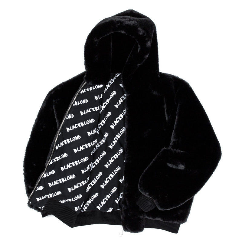 BBD Graffiti Logo Fur Hood Jacket (Black) (6653359718518)
