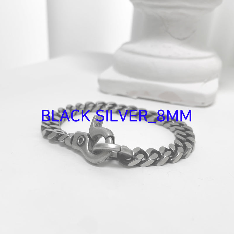 ブラック リンク チェーン ライン ブレスレット / [BLESSEDBULLET]black line chain bracelet_11mm/8mm/6mm