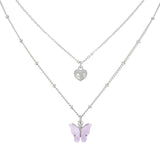 Dot Heart Pastel Butterfly Necklace