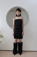 ローズサテンスカート / Miae rose satin set - skirt (black)