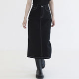アーブルスティッチデニムロングスカート / Erble Stitch Denim Long Skirt