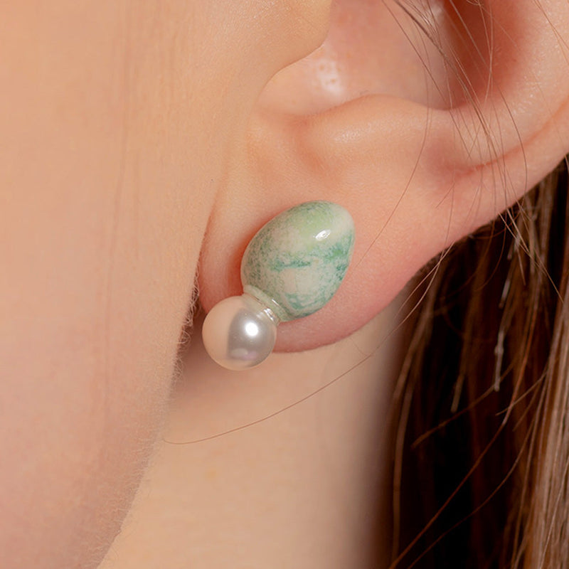 セラミックデイリーパールドロップピアス/Ceramic daily pearl drop earring(Mint)