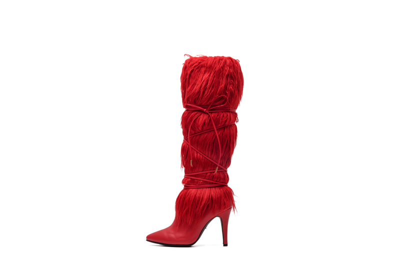レアルレザーファーブーツ/Real Leather Fur Boots(Red)